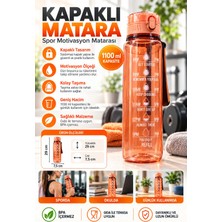 1100 ml Motivasyonel Sporcu Matarası Dayanıklı Gövde