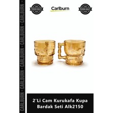 Carlburn #bardak Borosilikat Isıya Dayanıklı Estetik Tasarım 2'li Cam Kurukafa Kupa Bardak Seti