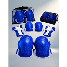 Meks Koruyucu Spor Seti 2'li Mavi Dizlik Dirseklik Bilek Koruyucu