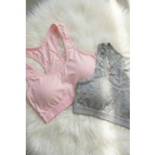 Underwear Bodyway 2'li Paket Pamuklu Pedli Sporcu Sütyeni & Bralet - Günlük Rahat Yüzücü Model Sporcu Atleti