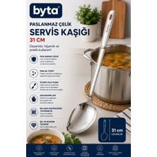31 cm Paslanmaz Çelik Servis Kaşığı – Dayanıklı Çok Amaçlı Mutfak Sunum Kaşığı