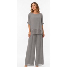 Bohem Stil Italyan Yarasa Kol Pul Payetli Ipek Bluz  Pantolon Takım