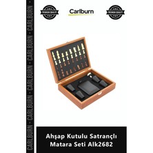Carlburn Özel Üretim Hediyelik Paslanmaz Çelik Şık Tasarım Lüks Ahşap Kutulu Satrançlı Matara Seti ALK2682