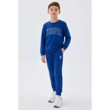 U.s. Polo Assn. Erkek Çocuk Bisiklet Yaka Pigment Baskılı Kışlık Regular Fit Mavi Eşofman Takımı US2135-C-V4 US2135-C-V4