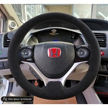 Hasakman Honda Cr-V Mk4 Direksiyon Kılıfı Alcantara Süet Monza Black Serisi Siyah 2012-2017
