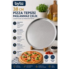 38 cm Paslanmaz Çelik Delikli Pizza Tepsisi Yuvarlak Fırın Tepsisi Çıtır Taban Pizza Pişirme Tepsisi