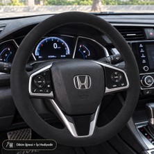 Hasakman Honda Civic Fc5 Direksiyon Kılıfı Alcantara Süet Monza Black Serisi Siyah 2016-2021