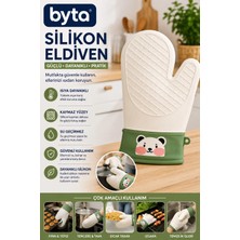 Isıya Dayanıklı Silikon Fırın Eldiveni Kaymaz Mutfak Eldiveni Tencere Tava Tepsi ve Izgara Tutacağı