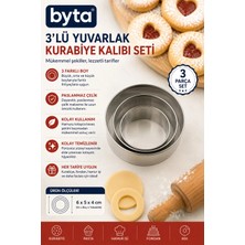 3'lü Paslanmaz Çelik Yuvarlak Kurabiye ve Hamur Kesici Kalıp Seti – Farklı Boylar