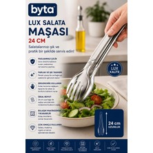 Lux 24 cm Paslanmaz Çelik Salata Servis Maşası Ergonomik Mutfak Maşası