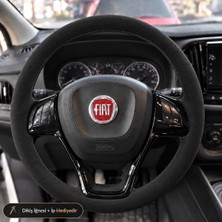 Hasakman Fiat Doblo 4 Direksiyon Kılıfı Alcantara Süet Monza Black Serisi Siyah 2015-2022