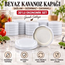 Paşabahçe 30 Adet Beyaz Kavanoz Kapağı – 190 cc Cam Kavanoz Uyumlu Vidalı Yedek Kapak
