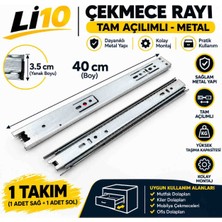 40 cm Tam Açılımlı Teleskopik Bilyalı Mobilya Çekmece Rayı (35MM EN*400 mm Boy)  1 Takım (Sağ ve Sol)