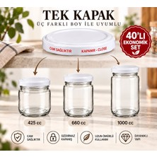 Paşabahçe 40 Adet Beyaz Kavanoz Kapağı – 425 cc 660 cc 1000 cc Cam Kavanoz Uyumlu Vidalı Yedek Kapak