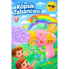 Yupulu Baloncuk Tabancası Çok Delikli Pilli Köpük Atan Tabanca Oyuncağı 23 Delikli Bubble Gun Köpük Tabancası Pembe-Mavi