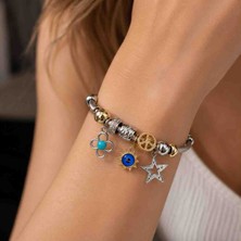 Stainles Steel Yıldız Charm Detaylı Çelik Bileklik