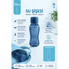 330 ml Bpa Içermeyen Şeffaf Su Şişesi Sızdırmaz Kapaklı Matara Mavi