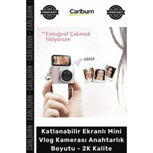 Carlburn #kamera Profesyonel Katlanabilir Ekranlı Mini Vlog Kamerası Anahtarlık Boyutu 2k Ultra Hd 1.47 Inç