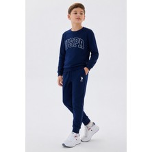 U.s. Polo Assn. Erkek Çocuk Bisiklet Yaka Pigment Baskılı Kışlık Regular Fit Lacivert Eşofman Takımı US2135-C-V5 US2135-C-V5