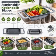 Tucera Ayarlanabilir Katlanabilir Lavabo Içi Süzgeç – 6.3 Litre Geniş Hacimli Meyve, Sebze ve Makarna Süzgeci (Antrasit Gri)