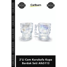 Carlburn #kupaseti Şık Tasarım Hediyelik Borosilikat Dayanıklı 2'li Cam Kurukafa Kupa Bardak Seti
