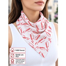 Herşey Nota Atatürk Imza Beyaz Kırmızı %100 Pamuk 52X52 cm Fular Bandana (Okul, Etkinlik, Tören, Gösteri)
