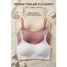 Underwear Bodyway 3'lü Paket Pamuklu Fitilli Çıkarılabilir Pedli Ince Ip Askılı Bralet Büstiyer Sütyen