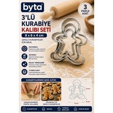 3'lü Paslanmaz Çelik Kurabiye Adam Kurabiye Kalıbı Seti – Kurabiye ve Şeker Hamuru Kesici (8 x 6 x 4 Cm)