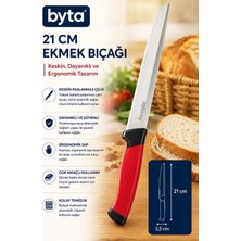 21 cm Paslanmaz Çelik Ekmek Bıçağı Tırtıklı Keskin Ergonomik Saplı Profesyonel Mutfak Bıçağı