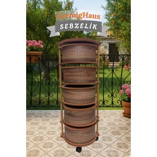 Ahşap Sebzelik Geleneksel Tasarım Yuvarlak Kemençe Desenli 5 x 5 kg Kapasiteli Hazır Gönderim