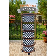 Ahşap Sebzelik Geleneksel Tasarım Yuvarlak Dama Desenli 5 x 5 kg Kapasiteli Hazır Gönderim