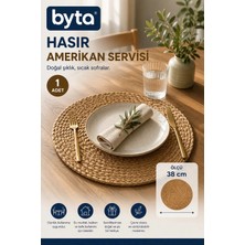 Hasır Amerikan Servisi 38 cm Yuvarlak Supla 1 Adet Dekoratif Sofra Altlığı
