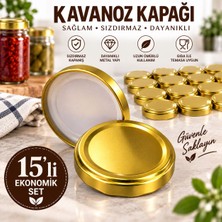 Paşabahçe 15 Adet Altın Renk Kavanoz Kapağı – 210 cc ve 370 cc Cam Kavanoz Uyumlu Vidalı Yedek Kapak