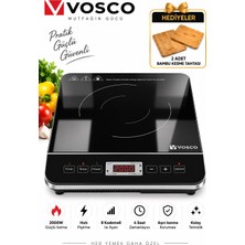 Vosco Taşınabilir Set Üstü  Indüksiyon Ocak 2000W Profesyonel Elektrikli Ocak 8 Kademe Güç Ayarlı Zamanlayıcılı