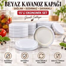 Paşabahçe 15 Adet Beyaz Kavanoz Kapağı – 190 cc Cam Kavanoz Uyumlu Vidalı Yedek Kapak