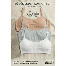 Underwear Bodyway Büyük Beden 3'lü Paket Pamuklu Çıkarılabilir Pedli Telsiz Bralet Büstiyer Sütyen Seti
