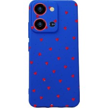 Orevio S19 Max Pro S Zoom ile Uyumlu Kamera Korumalı Mavi Silikon Kılıf, Kalp Desenli