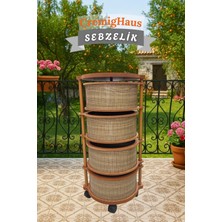 Ahşap Sebzelik Geleneksel Tasarım Yuvarlak Ihlamur Desenli 4 x 5 kg Kapasiteli Hazır Gönderim
