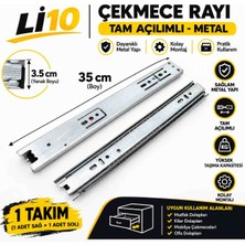 35 cm Tam Açılımlı Teleskopik Bilyalı Mobilya Çekmece Rayı (35MM EN*350 mm Boy)  1 Takım (Sağ ve Sol)