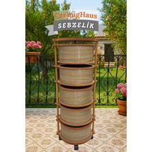 Ahşap Sebzelik Geleneksel Tasarım Yuvarlak Ihlamur Desenli 5 x 5 kg Kapasiteli Hazır Gönderim