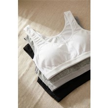 Underwear Bodyway 3'lü Paket Pamuklu Kalın Askılı Çıkarılabilir Pedli Crop Büstiyer Yarım Atlet Sütyen
