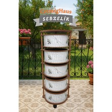 Ahşap Sebzelik Geleneksel Tasarım Yuvarlak Mermer Desenli 5 x 5 kg Kapasiteli Hazır Gönderim
