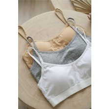Underwear Bodyway 3'lü Set Pedli Pamuklu Bralet - Telsiz Ince Askılı Uyku ve Günlük Konfor Sporcu Büstiyeri