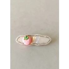 Halley Concept Pembe Çilek Figürlü Ekru Sedef Görünümlü Taşlı Pens Toka 6x2 cm