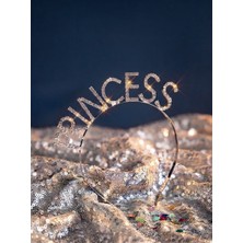 Partyora Işıltılı Zirkon Taşlı "prıncess" Yazılı Lüks Parti Tacı