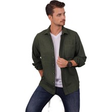 Etikmen Haki Düz Oversize Oduncu Hediye Kutulu Erkek Gömlek L