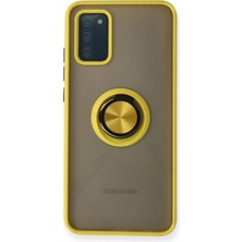 Marsilyan™- Samsung Galaxy A02S Kılıf Montreal Yüzüklü Silikon Kapak - Sarı