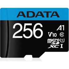 Adata 256GB Premier 100MB/S CLASS10 A1 Adaptörlü Microsdxc Hafıza Kartı AUSDX256GUICL10A1-RA1