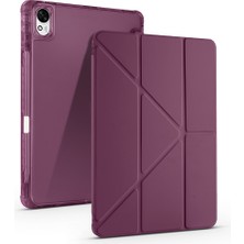 Lexroo Huawei Matepad 11.5 2025 Kılıf Tri Folding Kalem Bölmeli Standlı Kılıf - Koyu Mor