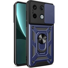 Lexroo Xiaomi Redmi Note 13 Pro 5g Kılıf Magnetik Standlı Kamera Korumalı Sürgülü Vega Kılıf - Mavi